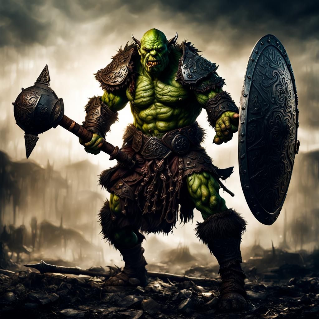 Orc Fighter Casting Poison Mist in HDR