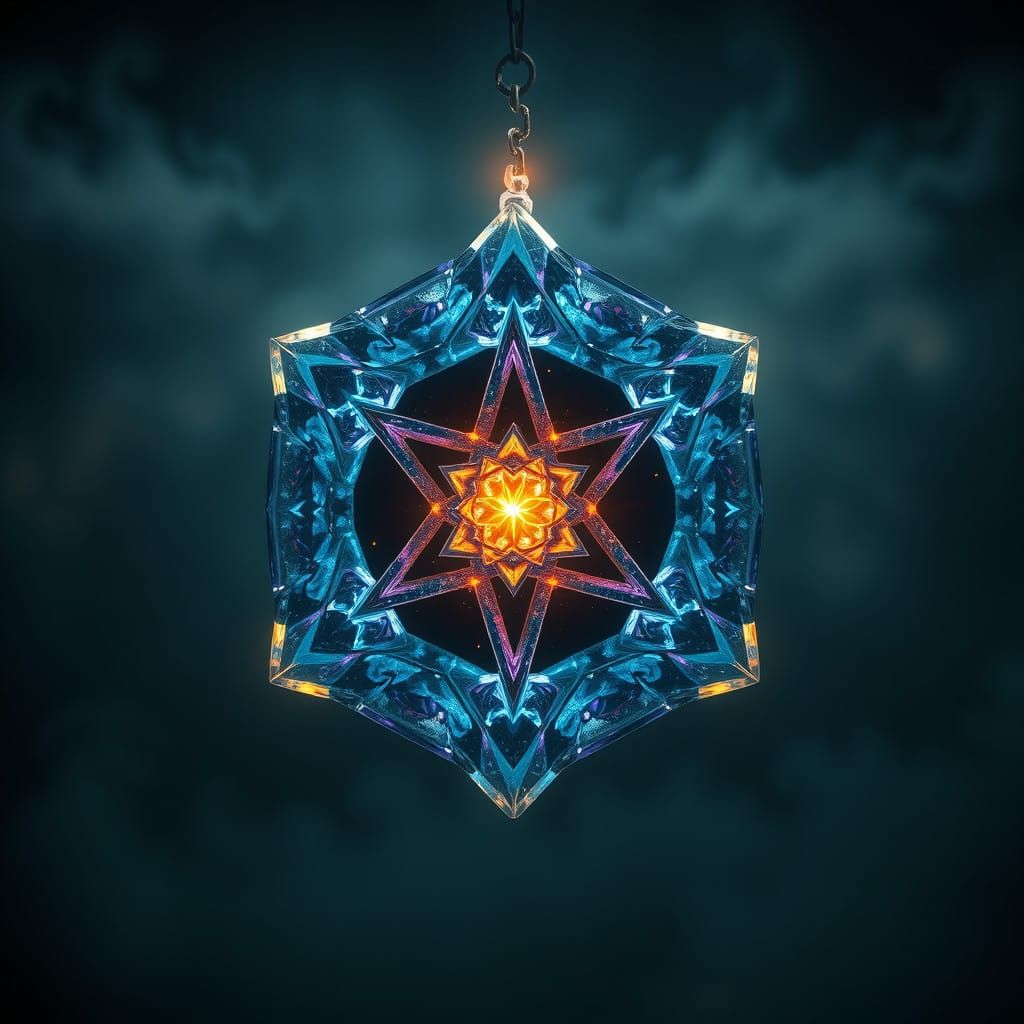 Mystical Crystal Hexagram Radiates Ethereal Glow