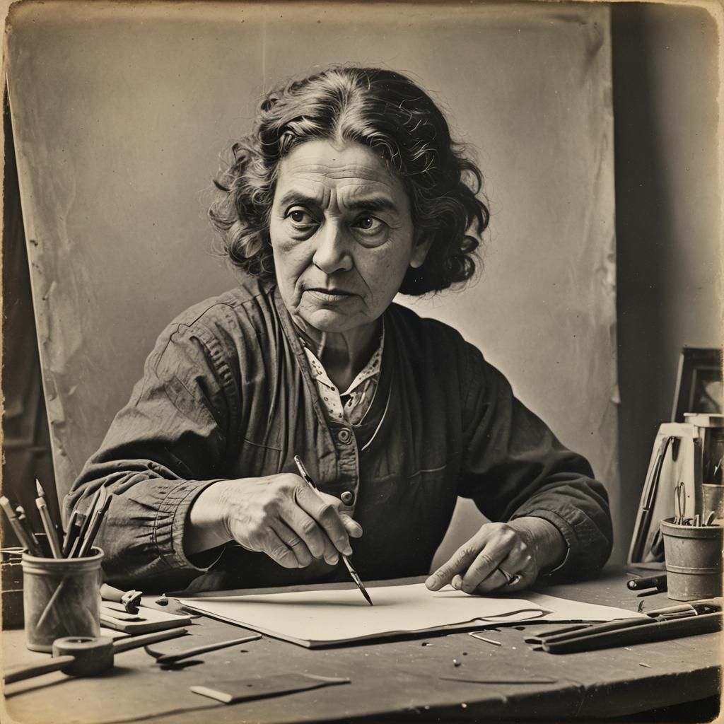 Frieda Calo making a self portrait