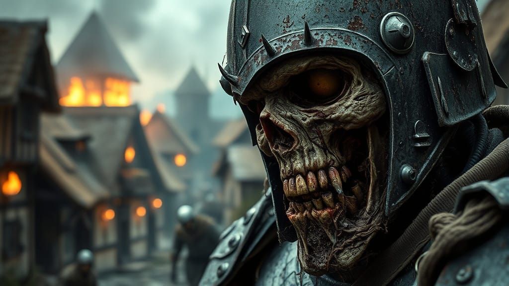 Grotesque Medieval Knight in a Haunting, Dark Fantasy Portra...