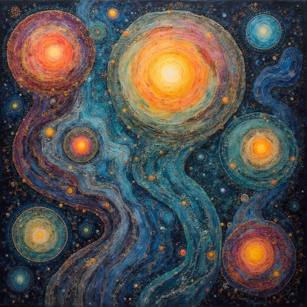 Luminous Mosaic Tapestry of Swirling Organic Forms