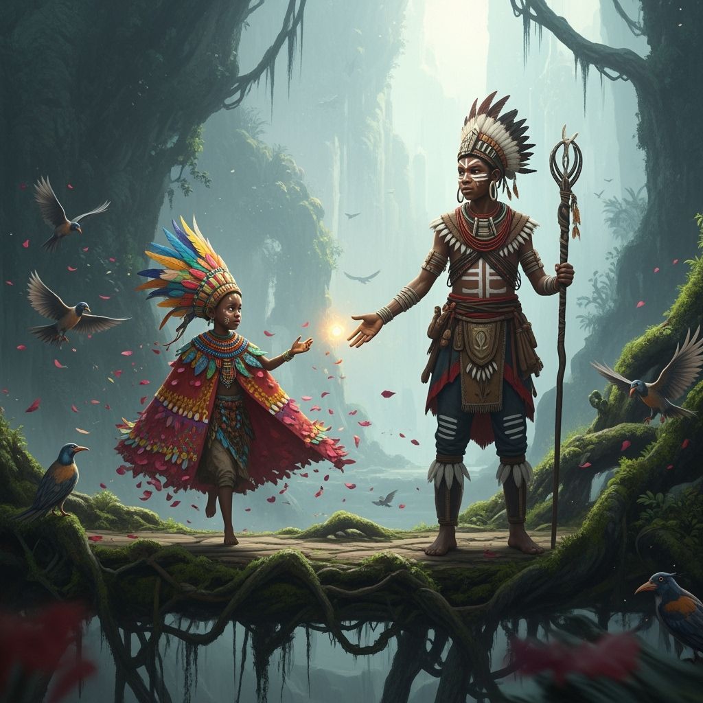 Child Runs to Boy in Tribal Ceremony