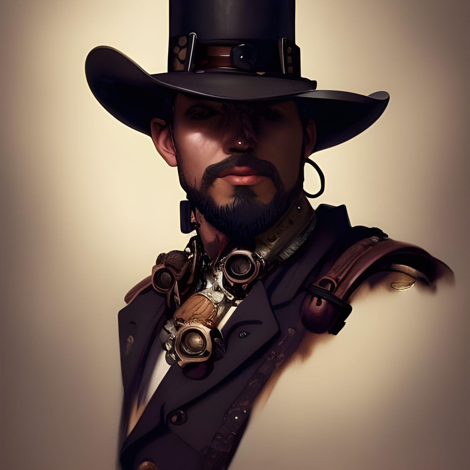Steampunk Cowboy Portrait in Hyperdetailed Style