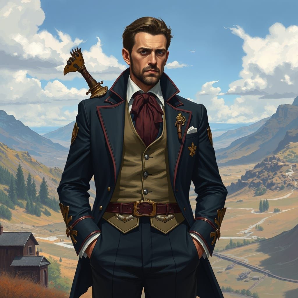 Diplomat Adventurer in Snezhnaya, Retro-Futuristic Art