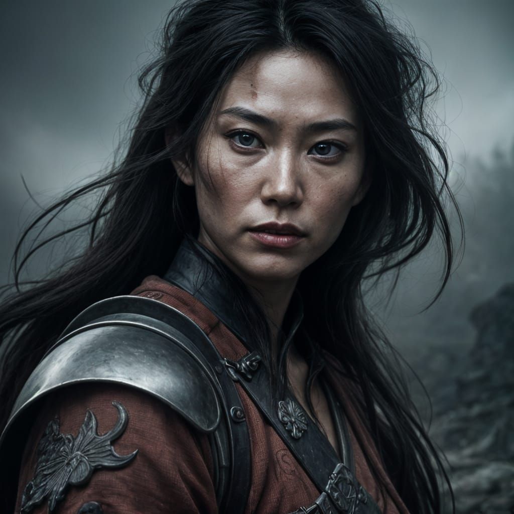 Fierce Post-Apocalyptic Warrior Princess in Red