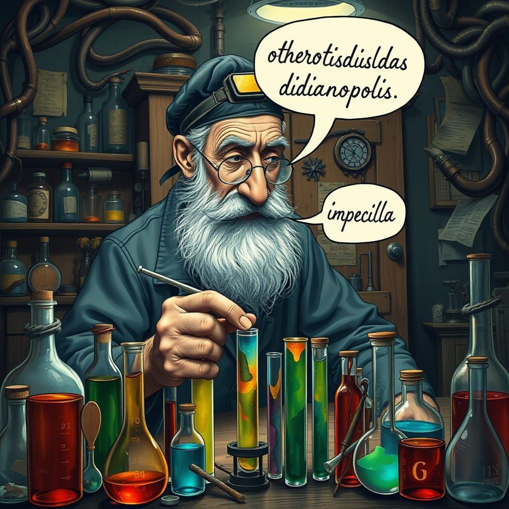 Eccentric Scientist in a Dimly Lit Laboratory