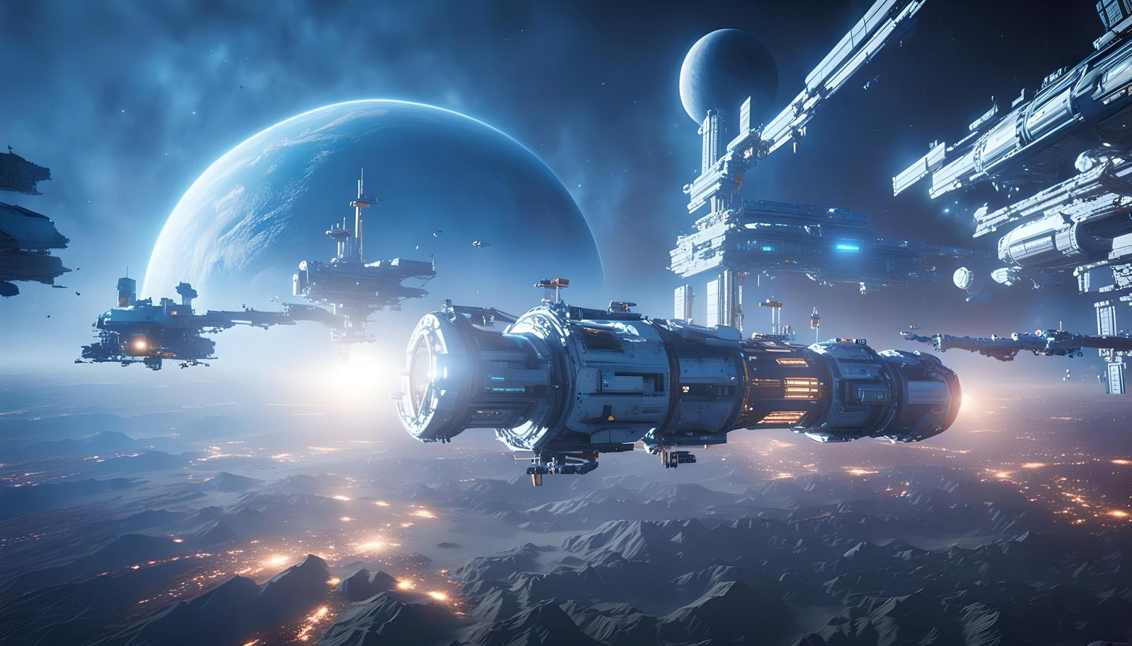 Epic Space Station in 3D Cinematic Style