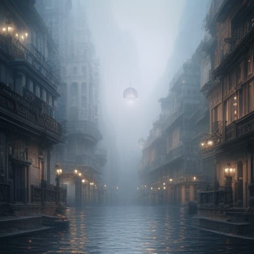 Misty Town: Epic Cinematic Digital Matte Painting