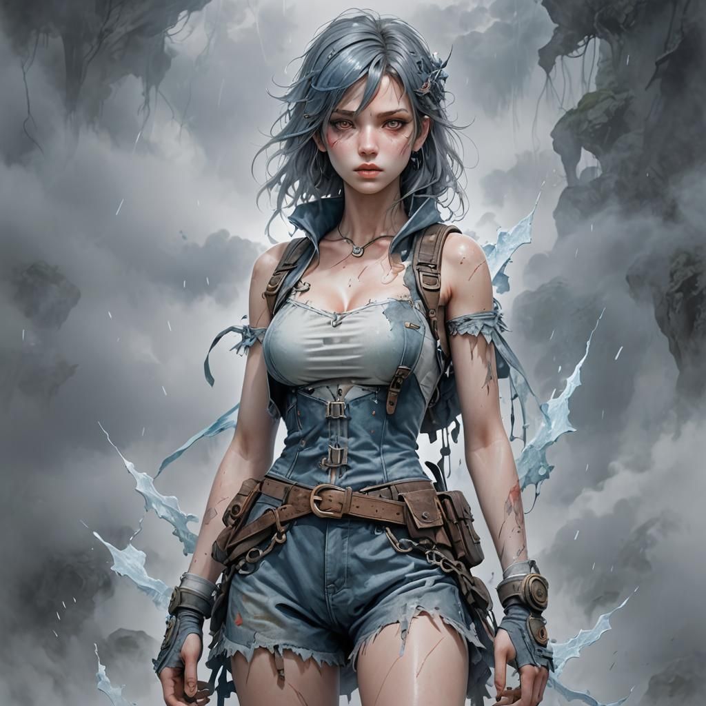 Detailed Misty Fantasy Girl in Full Body View