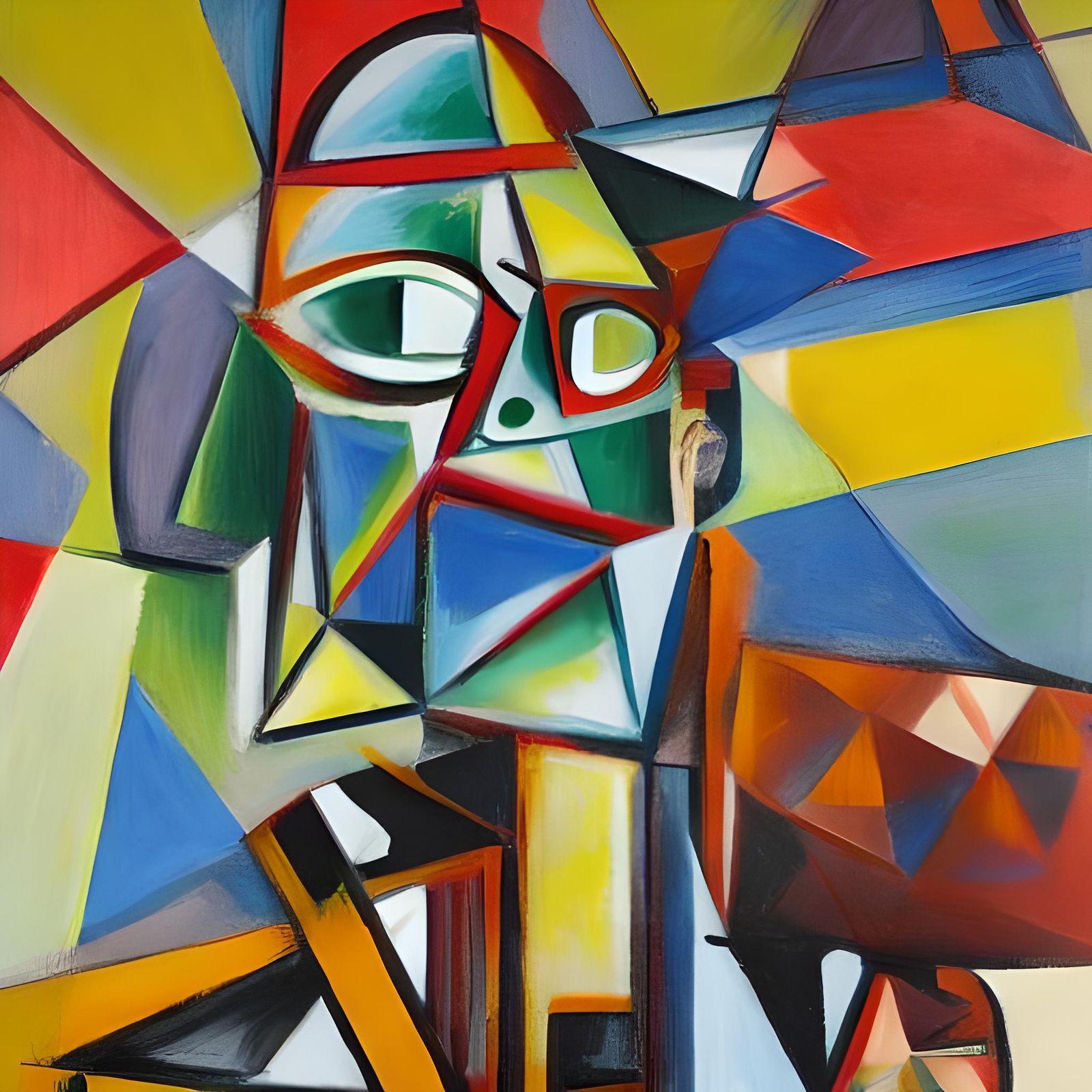 Menacing Figure with Knife in Cubist Style
