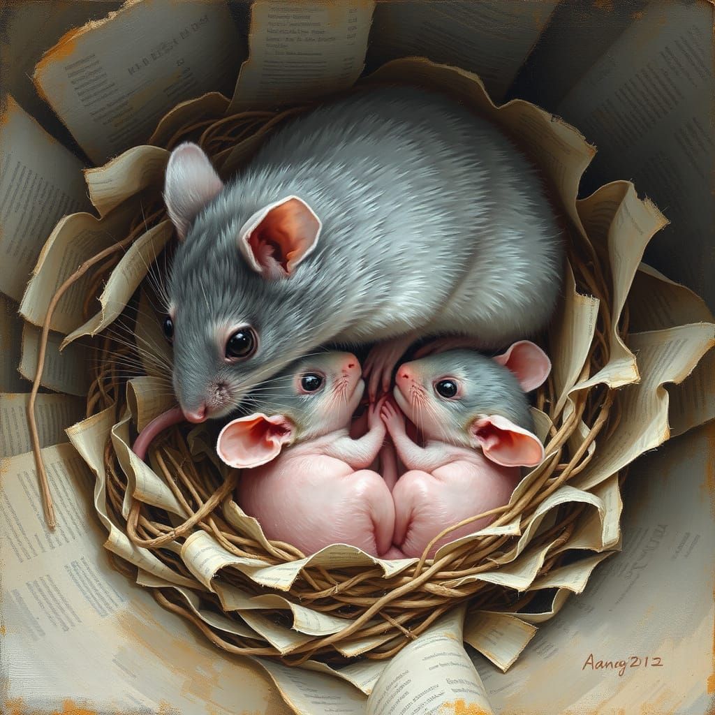 Surreal Whimsy: A Tender Moment of Motherly Love