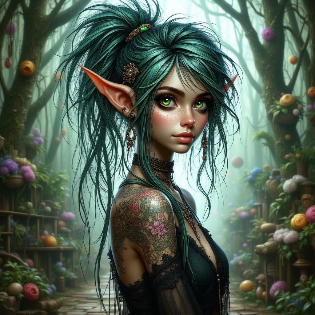Stunning Fantasy Elf Woman in Mystical Forest