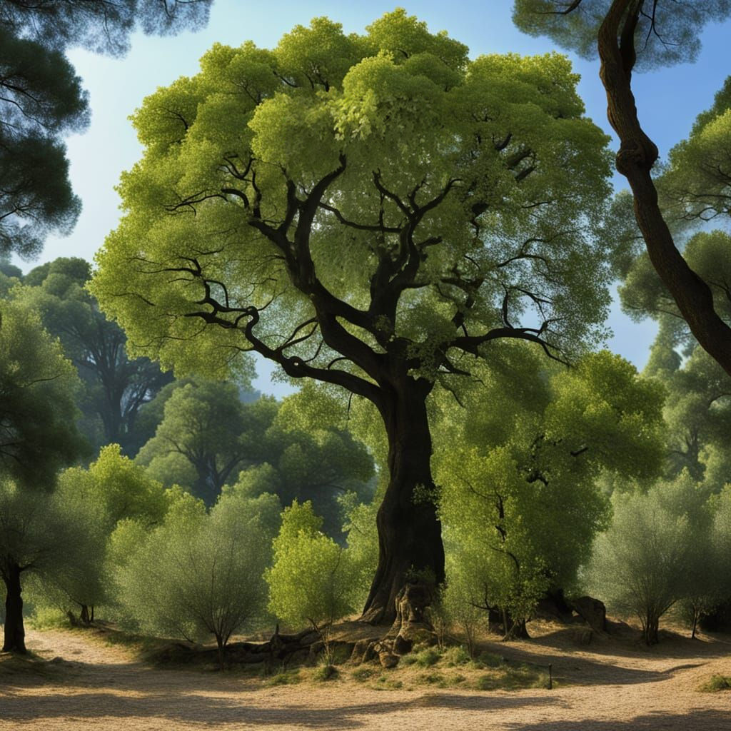 Lush Forest with Towering Ancient Trees