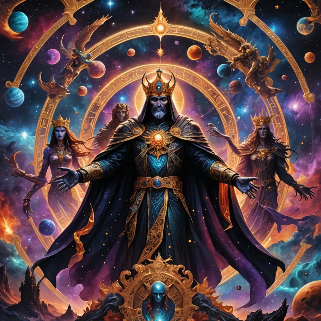 Supreme Erebus Approaching Dark Queen Lilith: Cosmic Illustr...