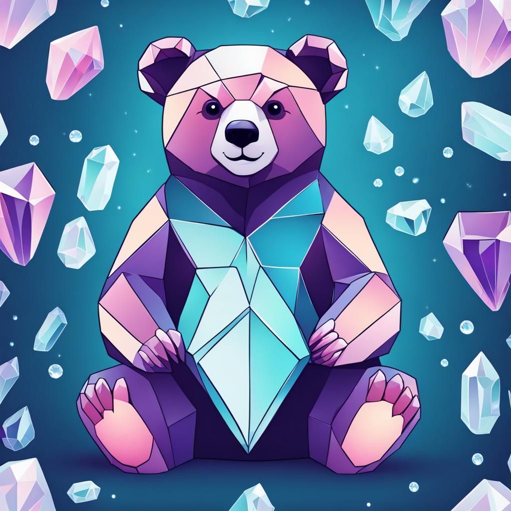 Cute Crystal Bear with Cool Colored Background