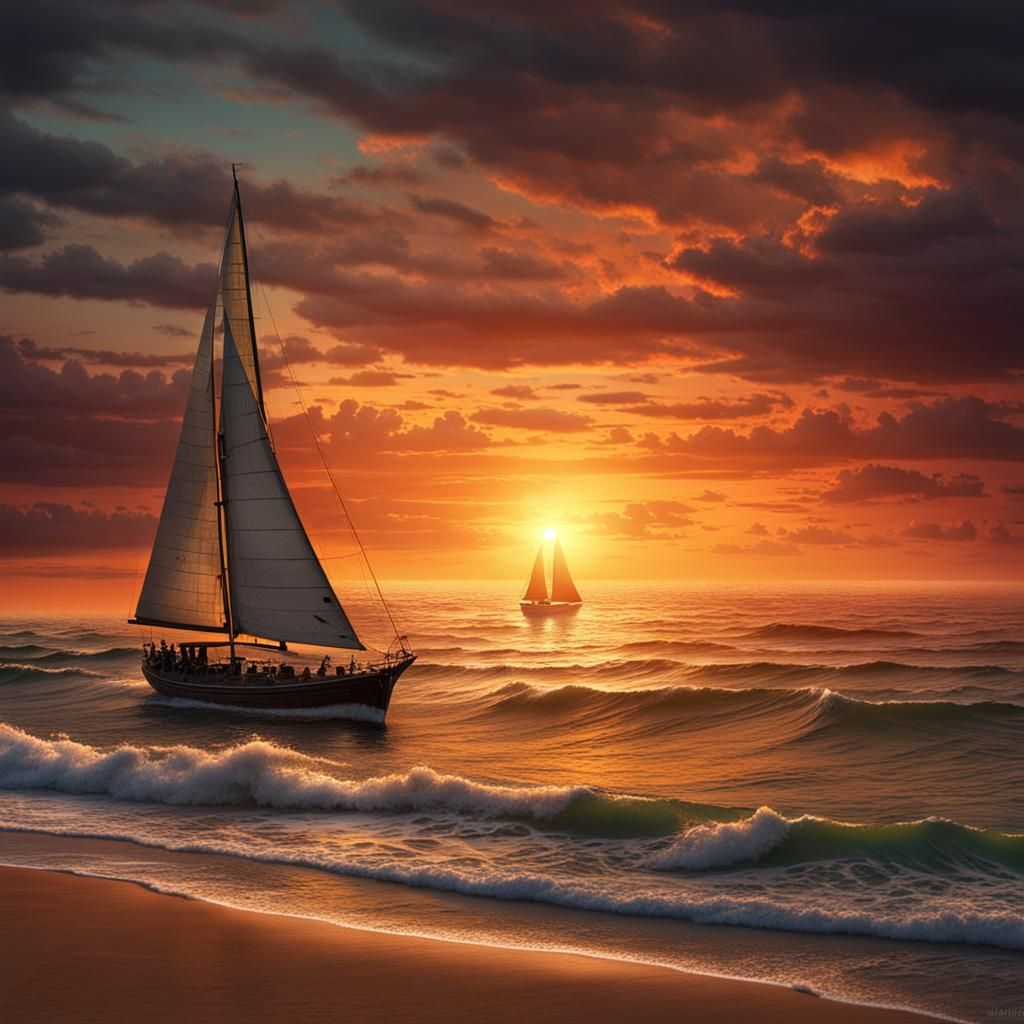 Sailboat at Sunset: Cinematic Digital Matte Painting