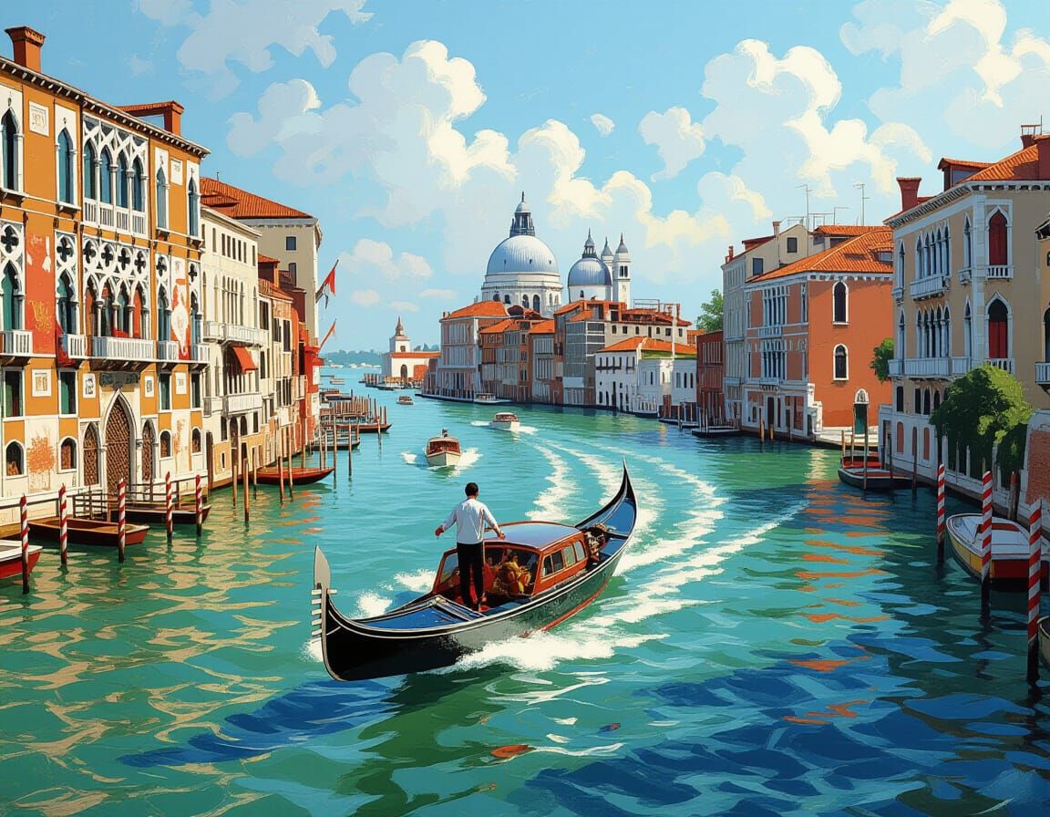 Venetian Boat Race in Grand Canal, Mesmerizing Distant View