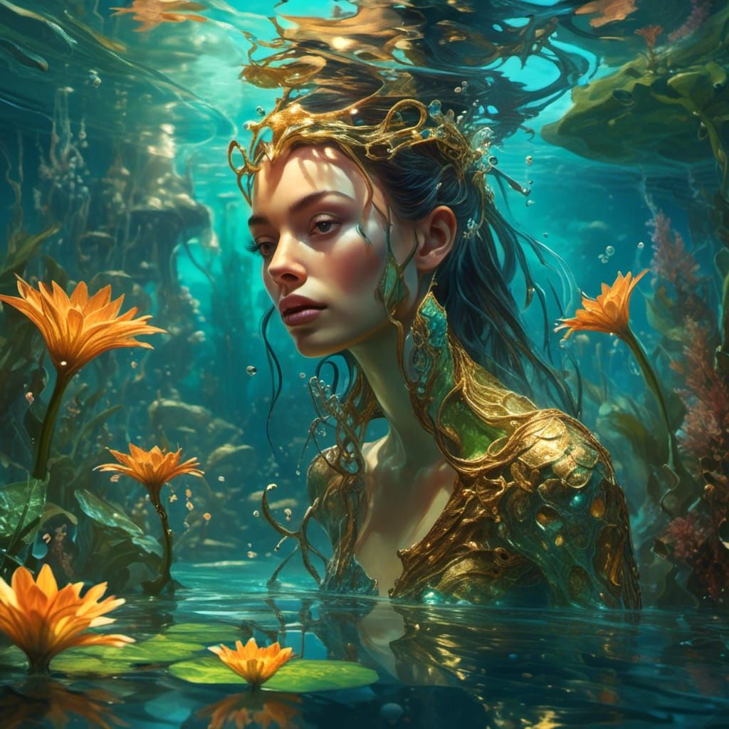 Crystal Frog and Fairy in Underwater Gold Lake