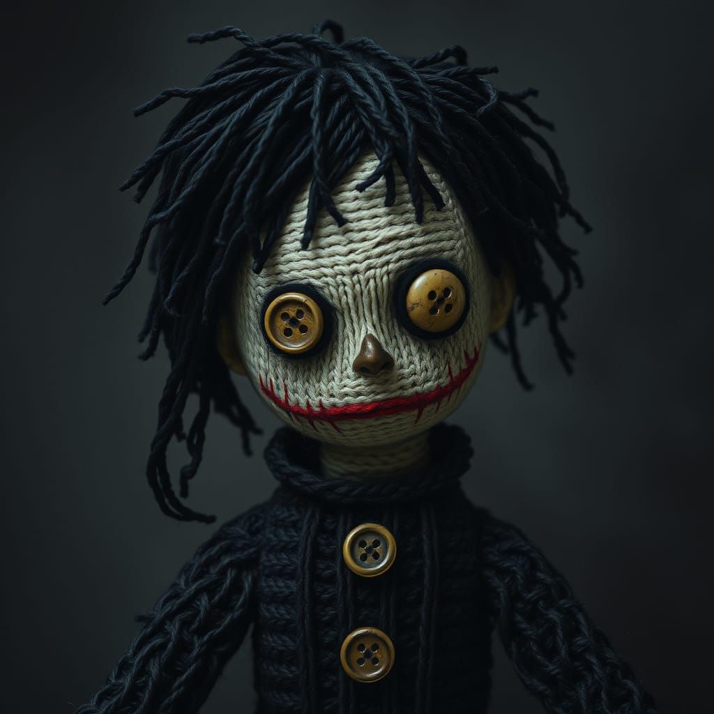 Sinister Knitted Voodoo Doll in Mystical Style