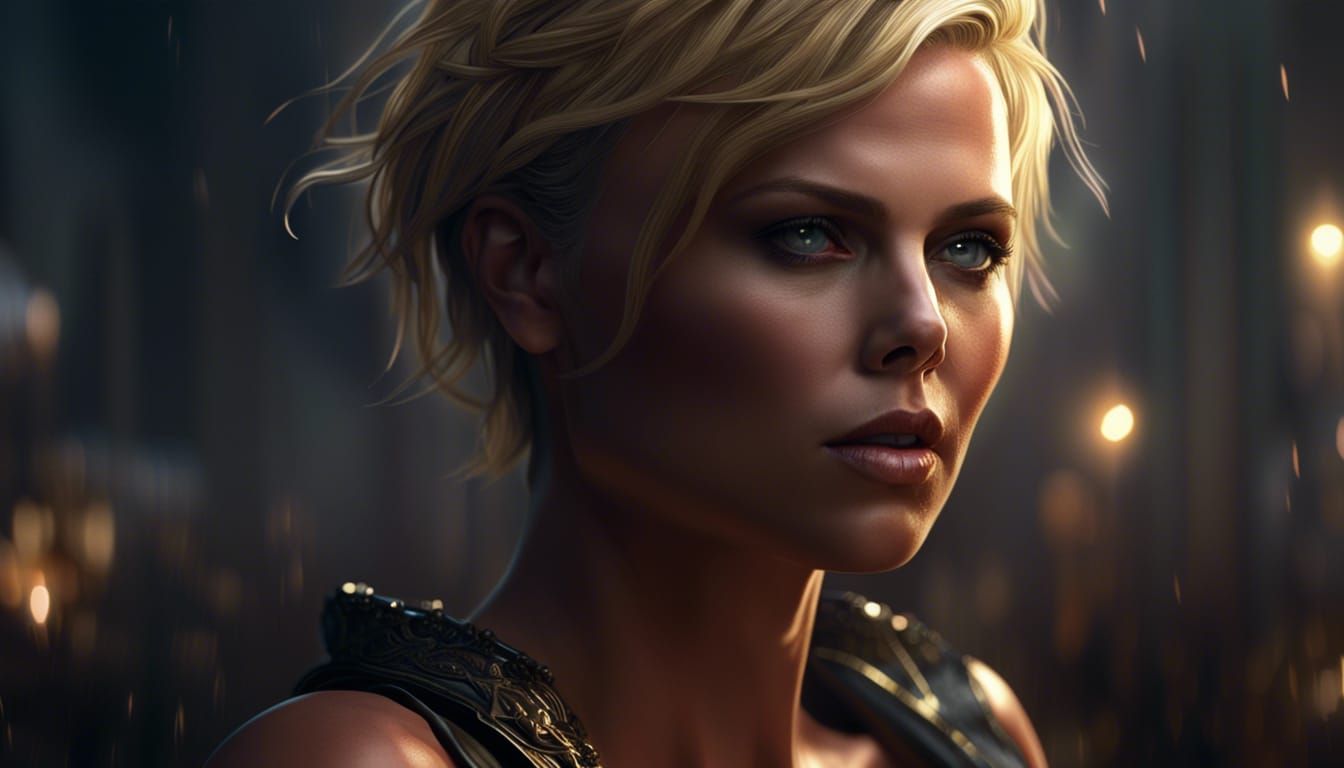 Gorgeous Charlize Theron Portrait in Dark Fantasy Style