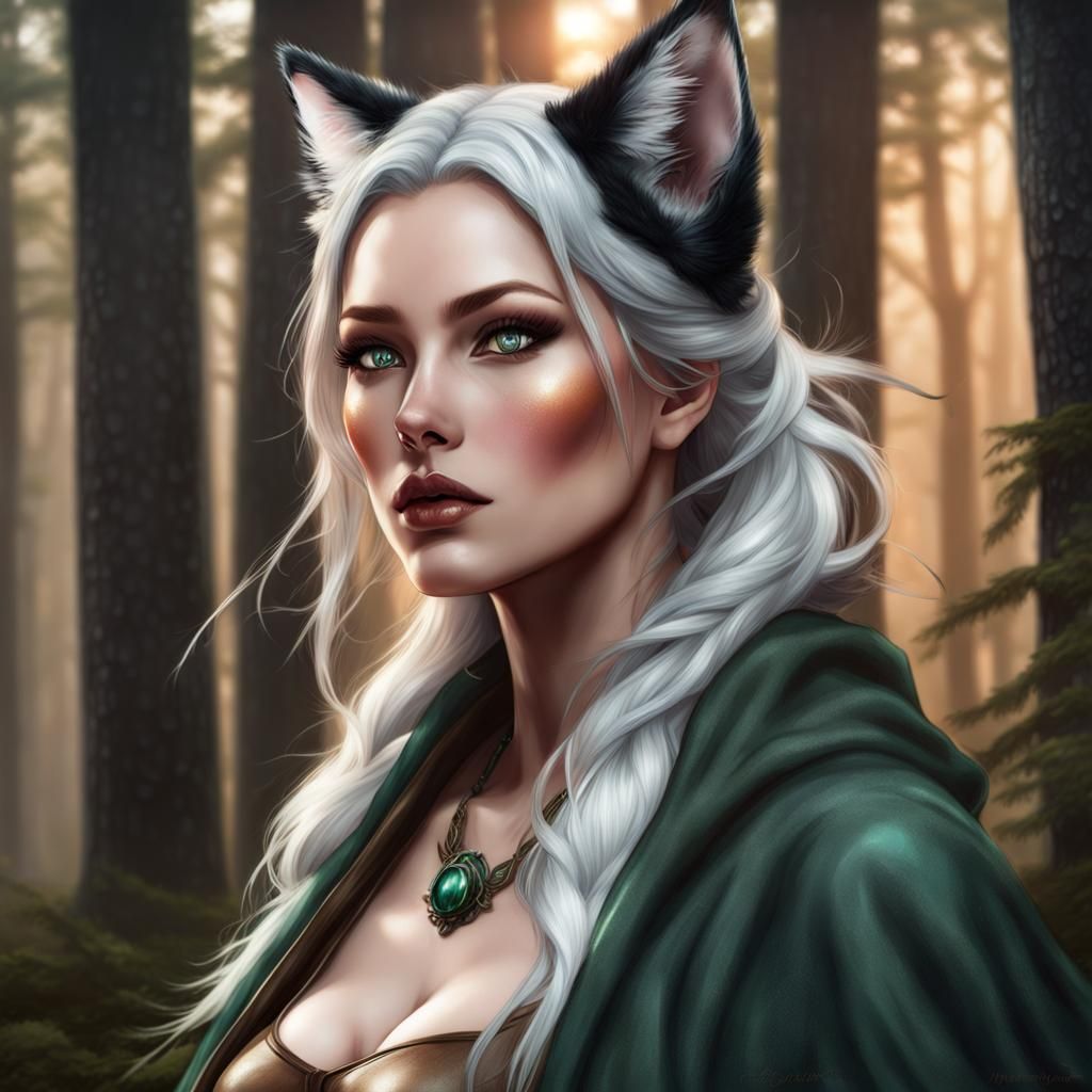 Gorgeous Kitsune Portrait with Nordic Tattoos