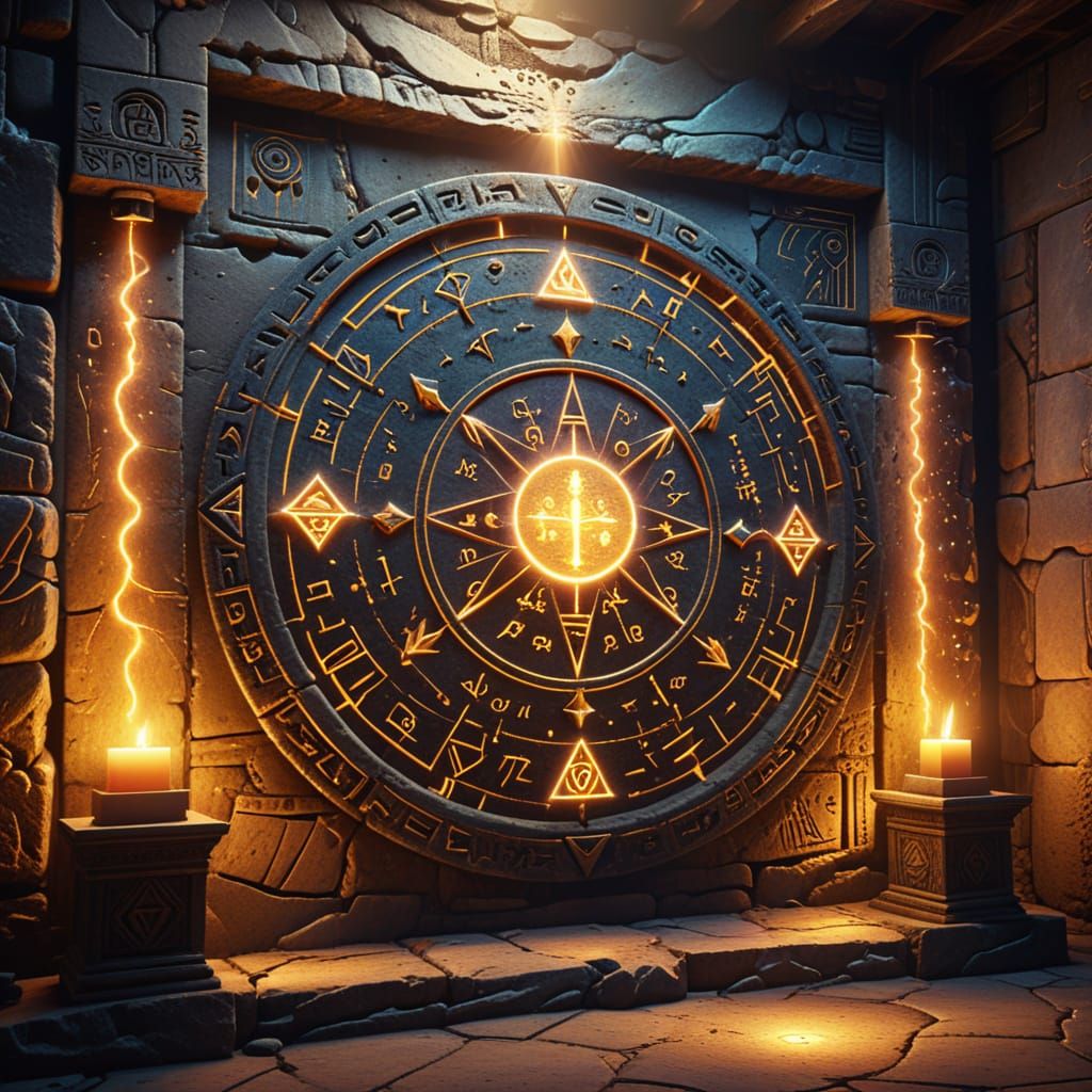 Glowing Hieroglyphics Adorn a Sacred Chamber