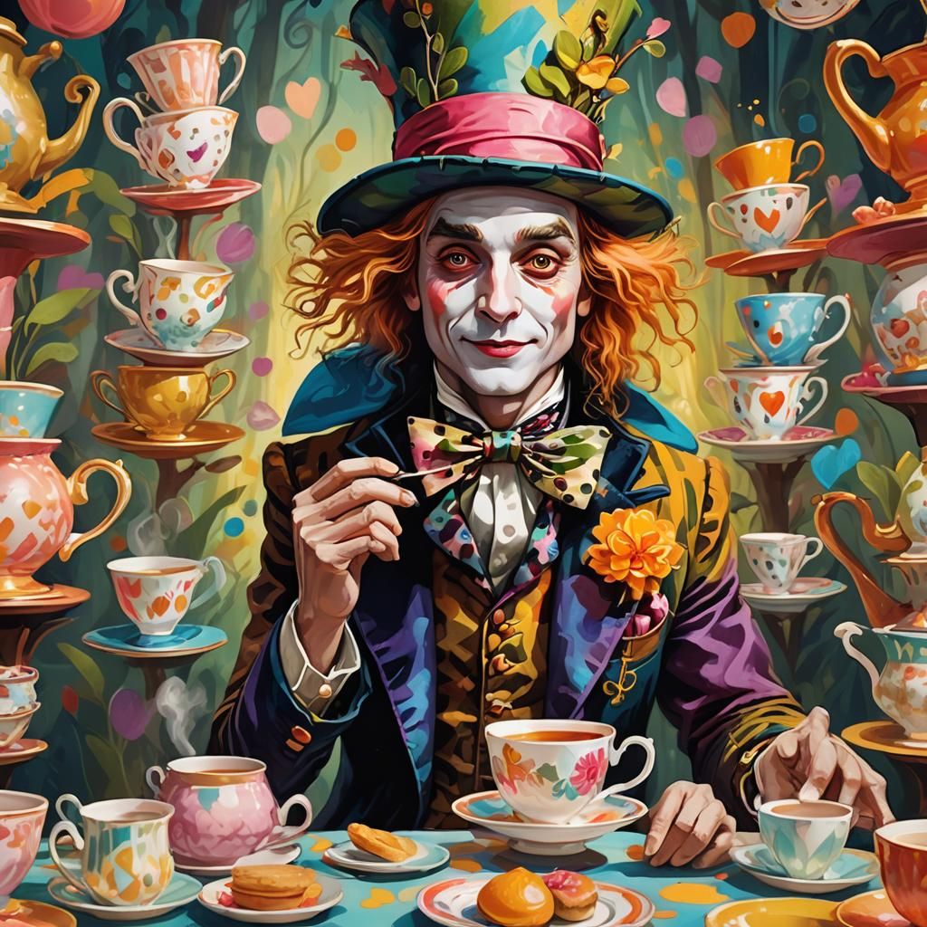 Mad Hatter's Whimsical Tea Party Portrait
