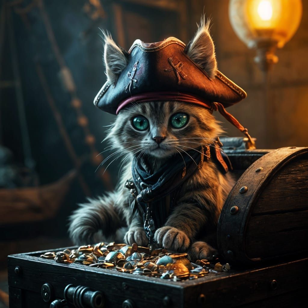 Captain Jack Sparrow as a Cat: 3D Anime Art