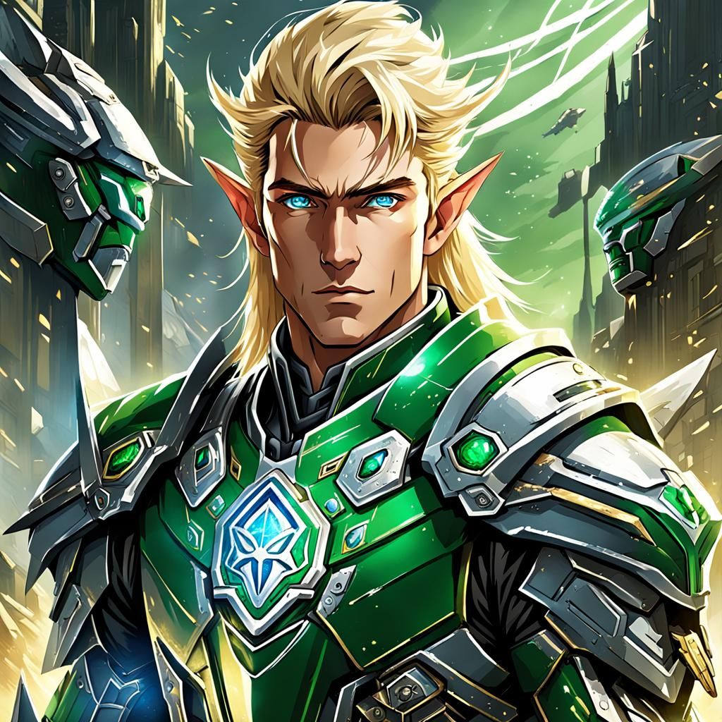 Anime High Elf Male in Sci-Fi Power Armor