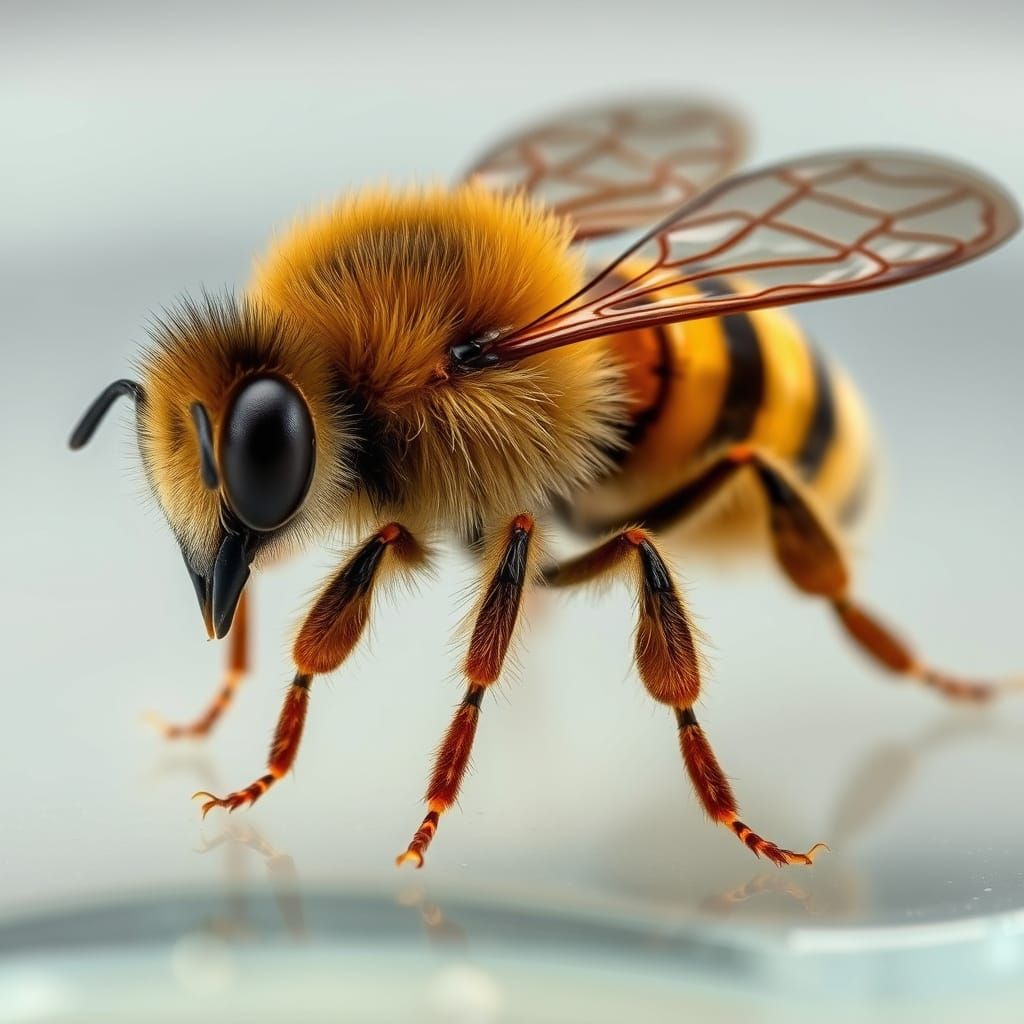 Honey Bee Macro Photography in Hyper-Realism Style
