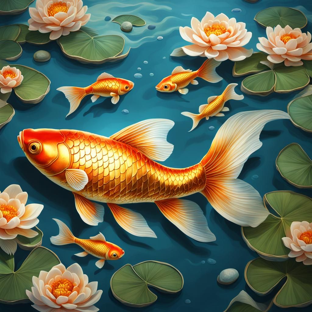 Goldfish in Water: Traditional Chinese 3D Art