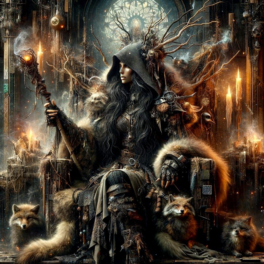 Hypermaximalist Regal Queen in Punk Collage Urbanpunk Style