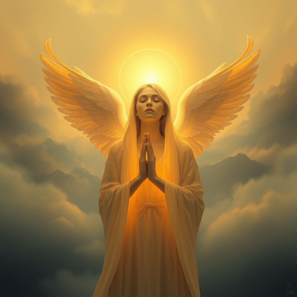 Woman in Golden Light: Mystical Digital Art