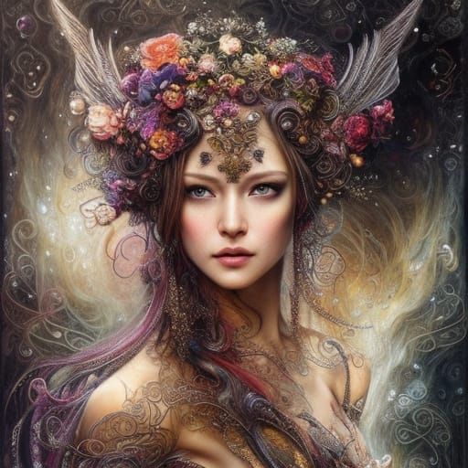 Hyperdetailed Norse Goddess Portrait in Surreal Style