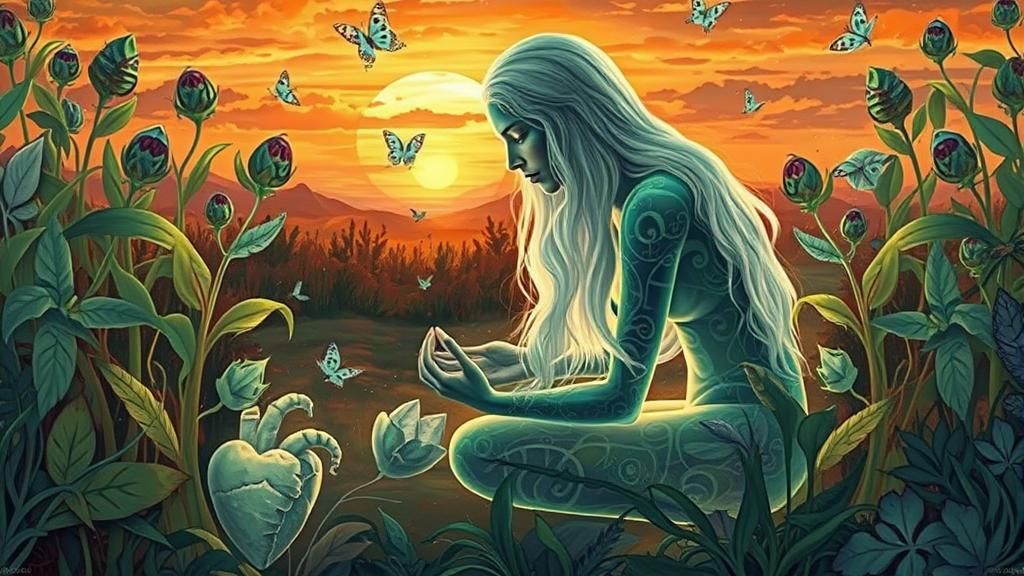 Bio Art Collage: Woman, Plant Hopper, and Broken Heart