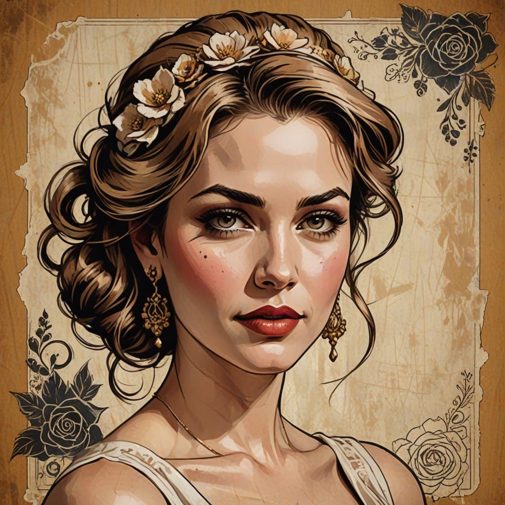 Woman in 1800s Style Pin-Up Portrait with Arizona Wedding Sc...