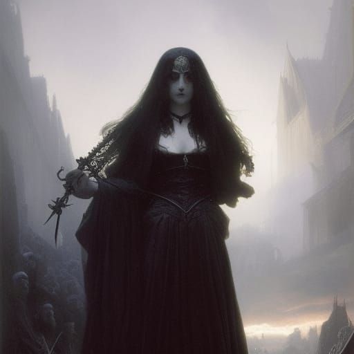 Gothic Horror Portrait of a Frightening Woman