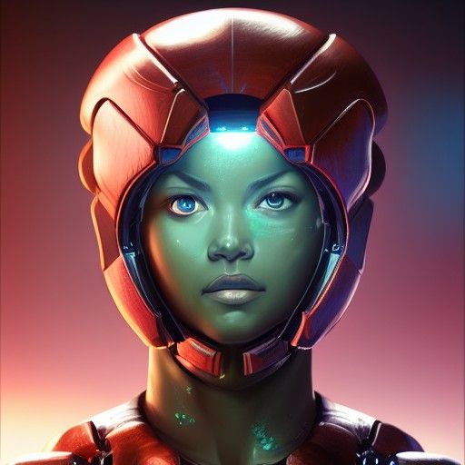Hyperrealistic Samus Aran Portrait in 3D Shading