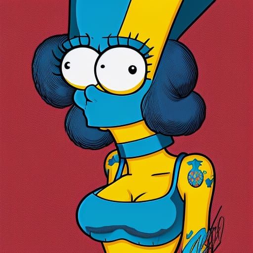 Marge Simpson in Comic Book Art Style