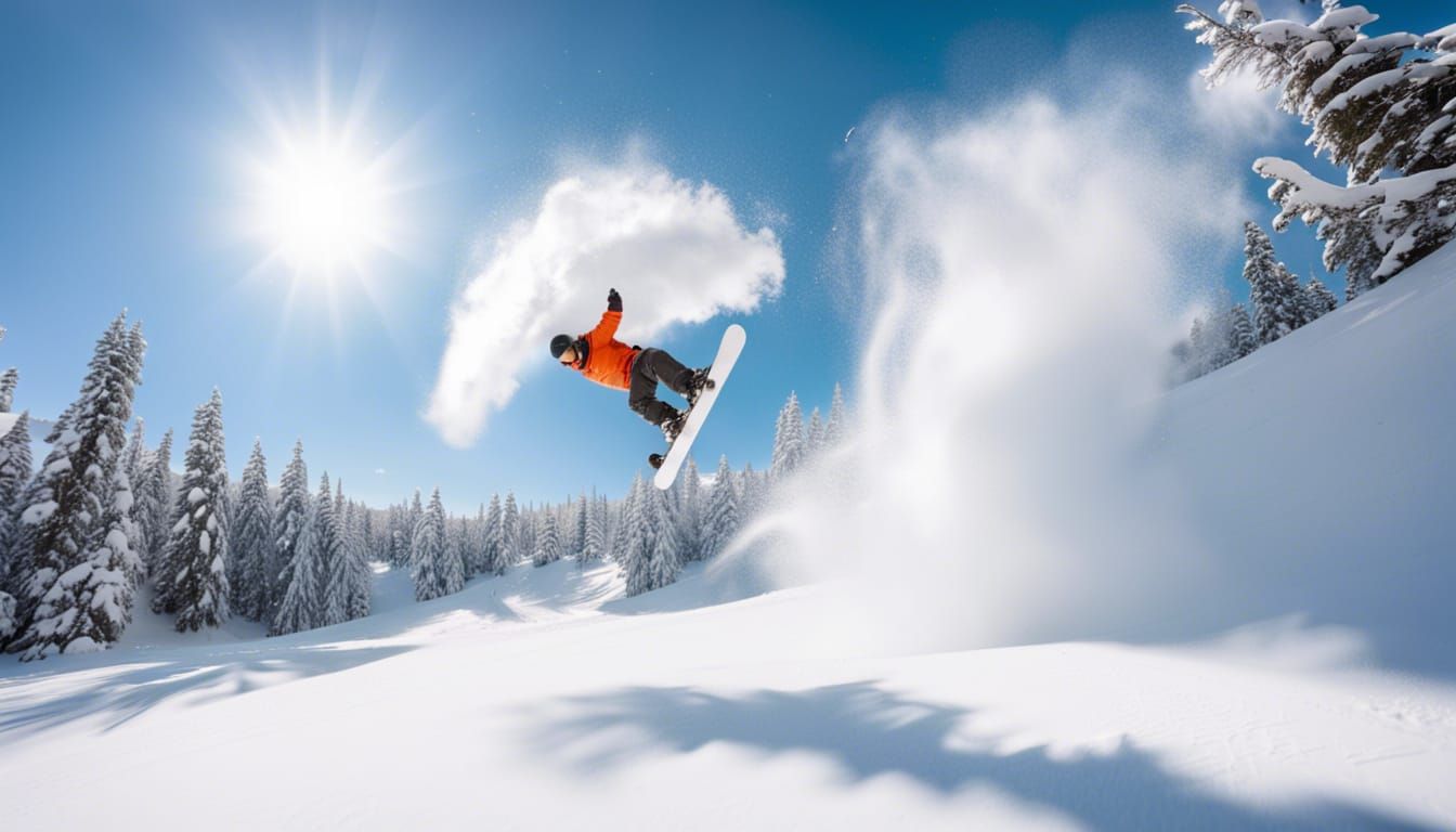 Snowboarder Backflip Against Blue Sky Backdrop