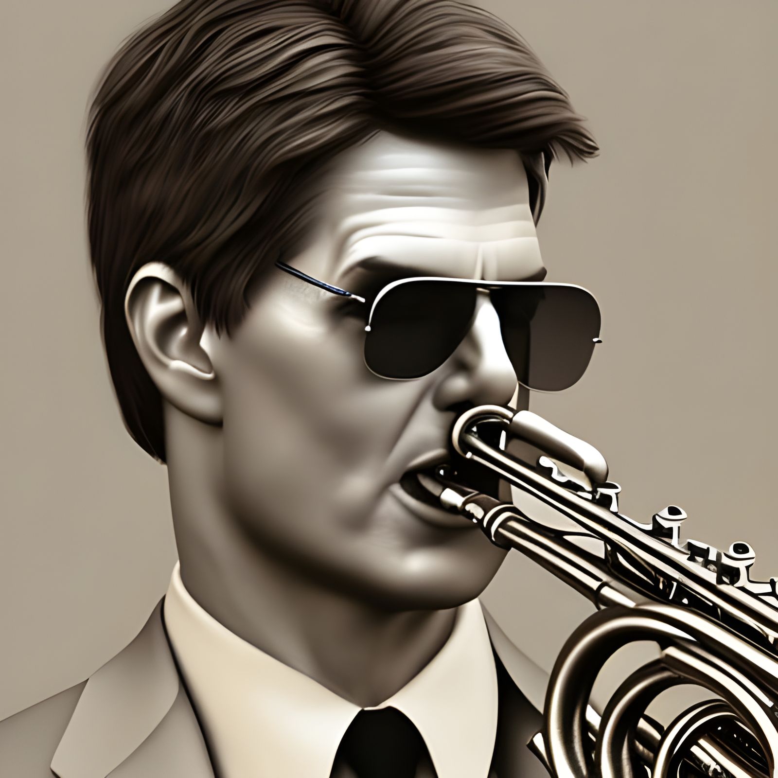 Tom Cruise Portrait Playing Trumpet in 3D