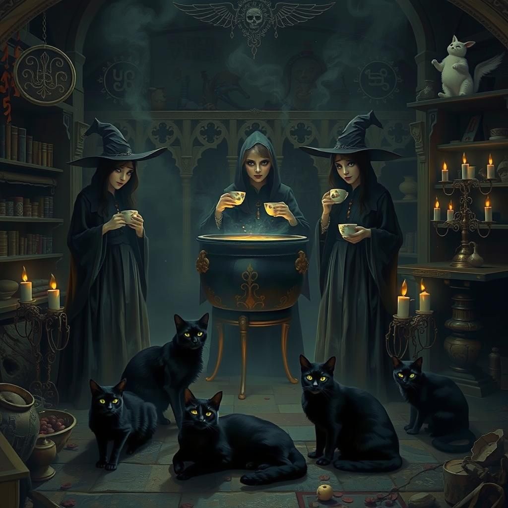 Witches Brew Tea in Stylized Fantasy Art