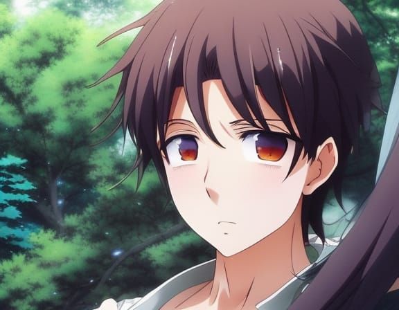 Earthy Anime God Emerges from Forest