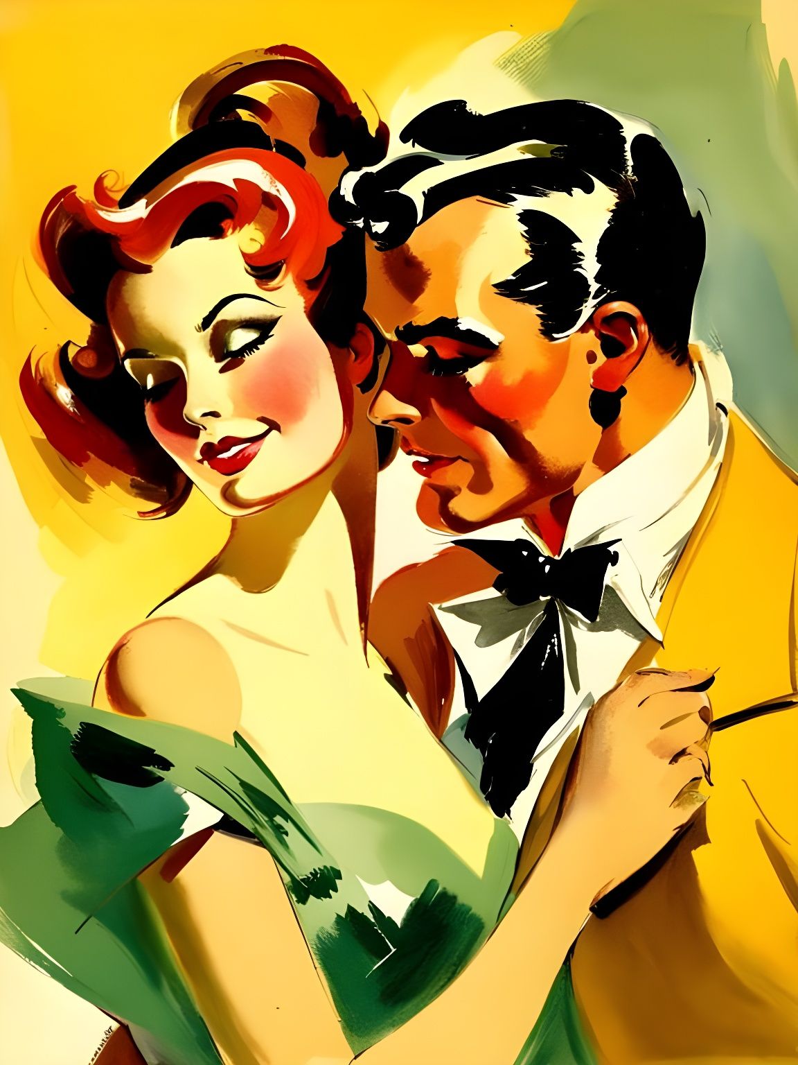 Romantic Book Cover Art in Domergue Style