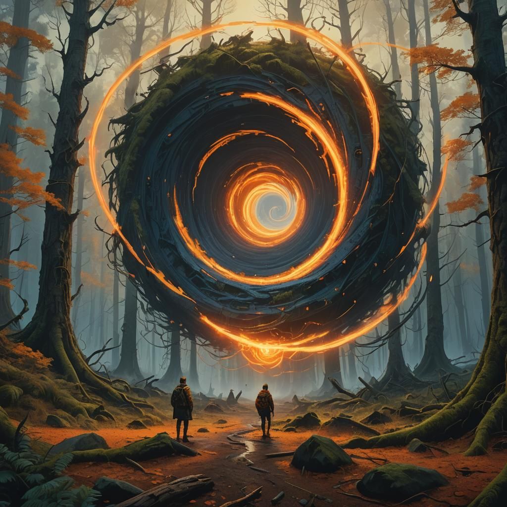 Mystical Warrior in Swirling Vortex: Matte Painting