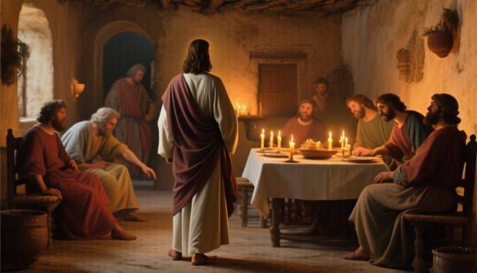 Jesus Observes Guests in Private Dining Room