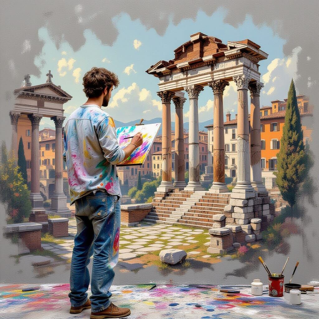 Artist Envisions Vibrant Worlds in Charcoal Drawing