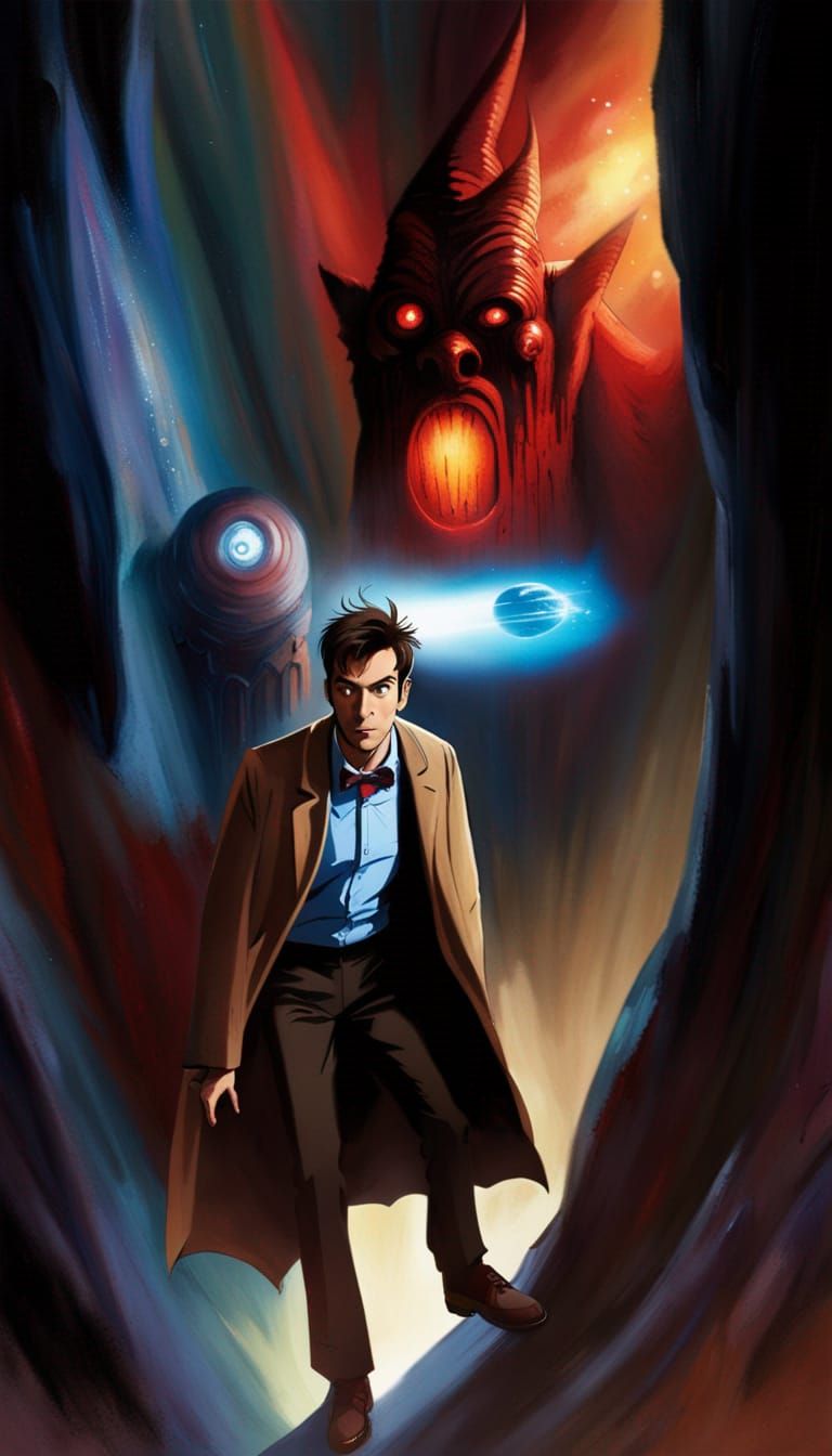 Tenth Doctor Confronts Demon in Space Cave