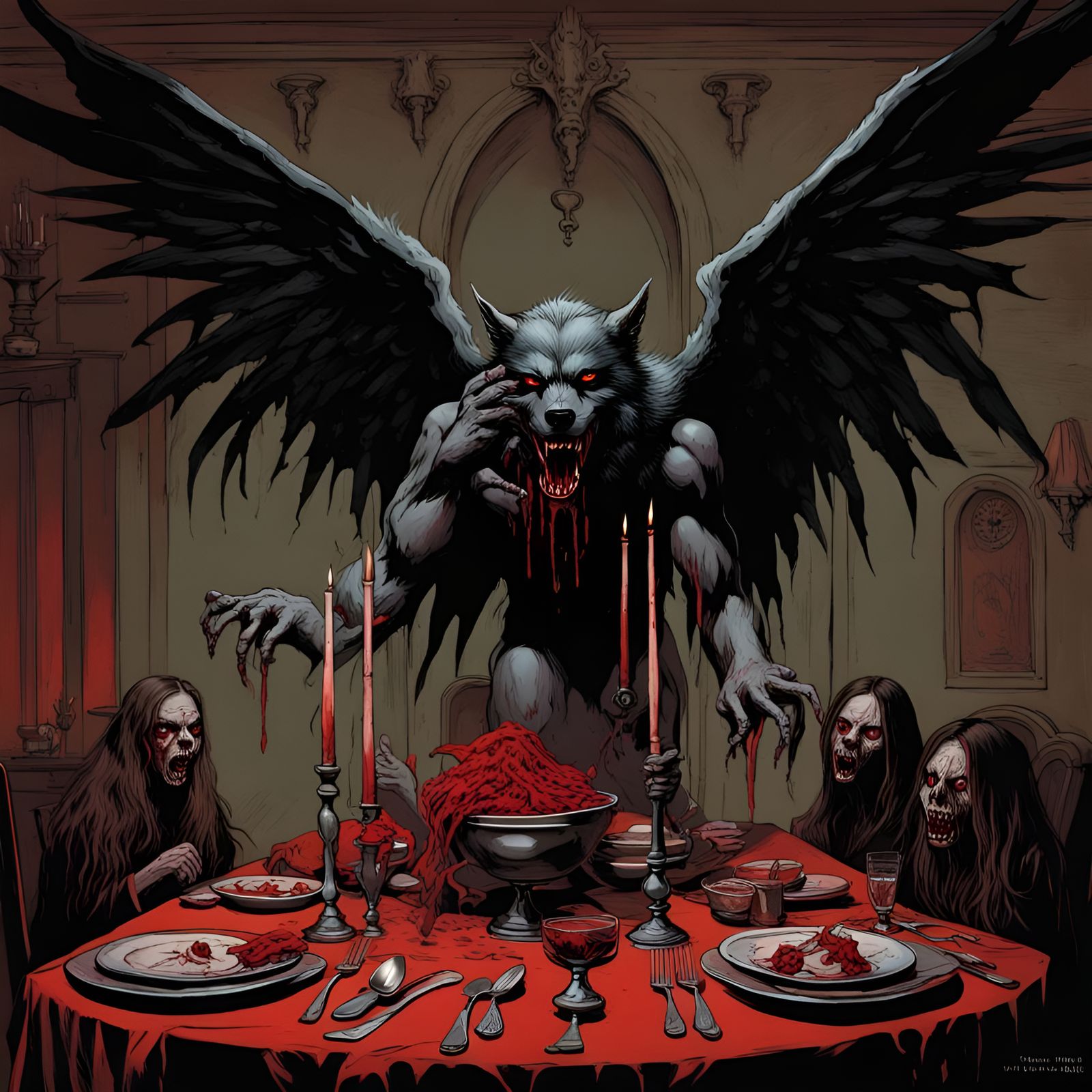 Winged Wolf Crashes Angels' Dining Room