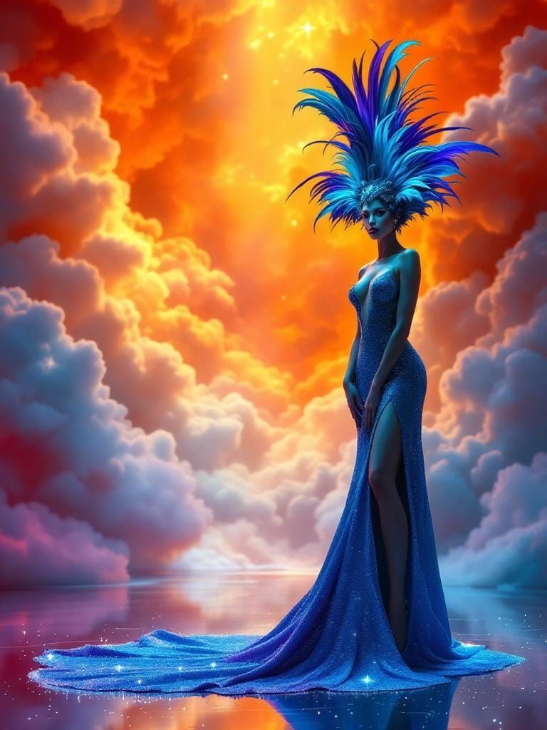 Celestial Showgirl in Art Deco Style